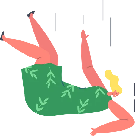 Woman fear falling from height Illustration