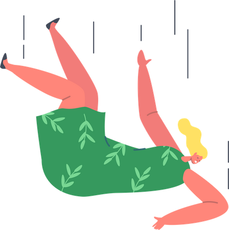 Woman fear falling from height  Illustration