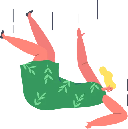 Woman fear falling from height  Illustration