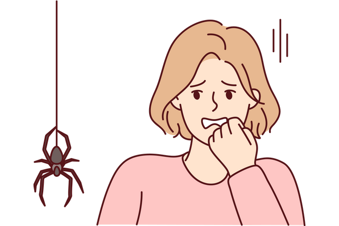 Woman fear to spider  Illustration