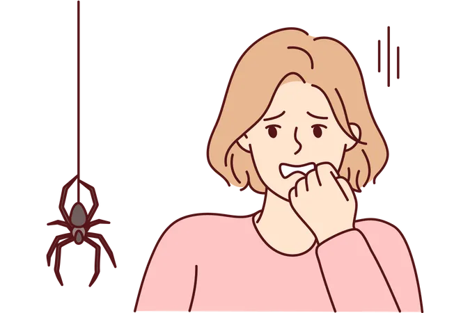 Woman fear to spider  Illustration