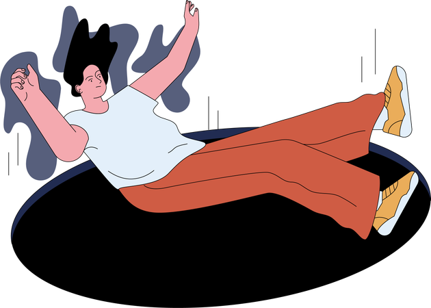 Woman fears from falling down  Illustration