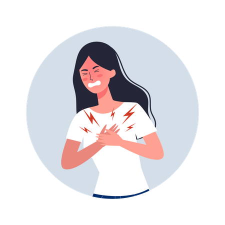 Woman feel chest pain  Illustration