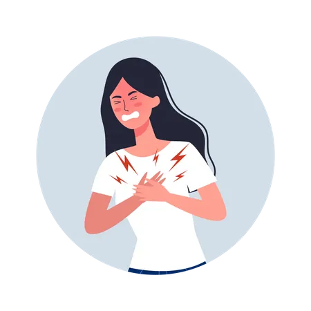 Woman feel chest pain  Illustration