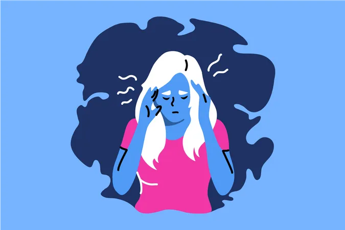 Woman feel headache  Illustration