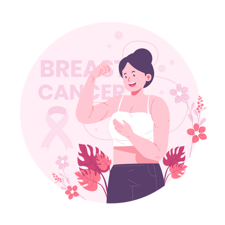 Woman feeling aware about breast cancer  Illustration