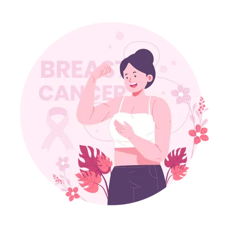 Woman feeling aware about breast cancer  Illustration