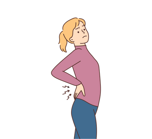 Woman feeling back pain  Illustration
