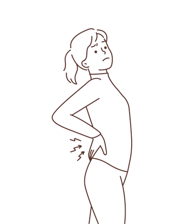 Woman feeling back pain  Illustration