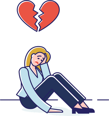 Woman feeling broke while sitting alone Illustration