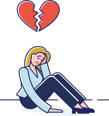 Woman feeling broke while sitting alone  Illustration