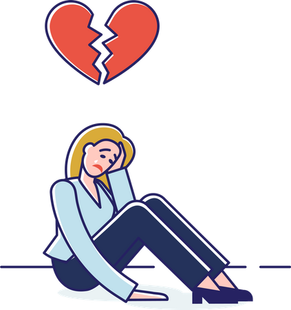 Woman feeling broke while sitting alone  Illustration