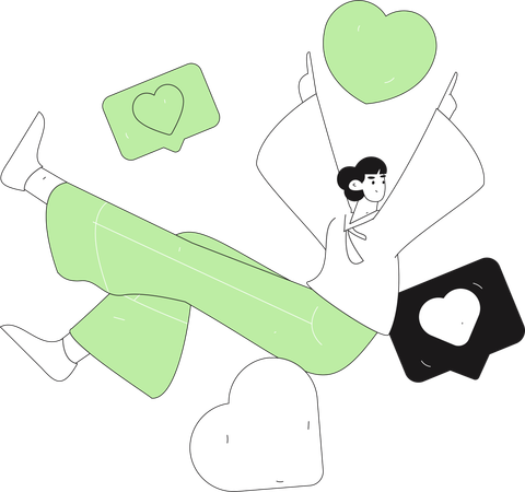 Woman feeling cheerful on Valentines Day  Illustration