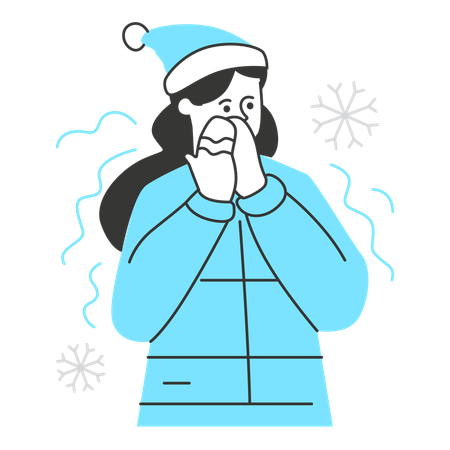 Woman feeling cold during winter  Illustration