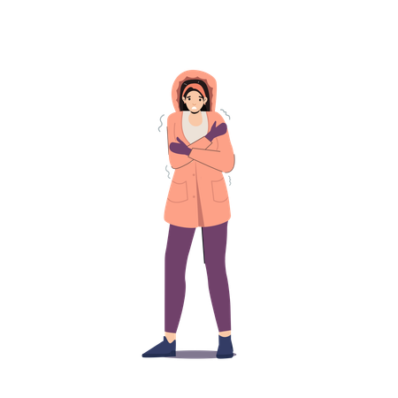 Woman feeling cold in winter  Illustration