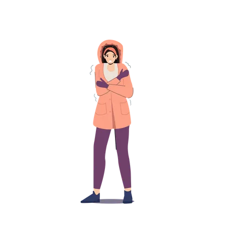 Woman feeling cold in winter  Illustration