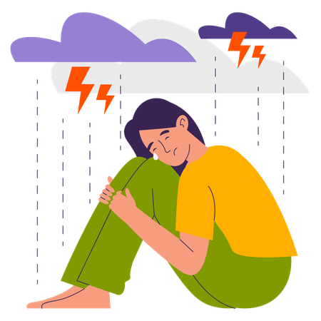 Woman feeling depressed  Illustration