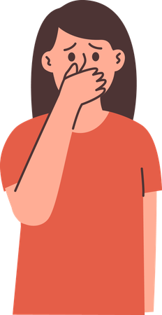 Woman Feeling Disgusted by Bad Smell  Illustration