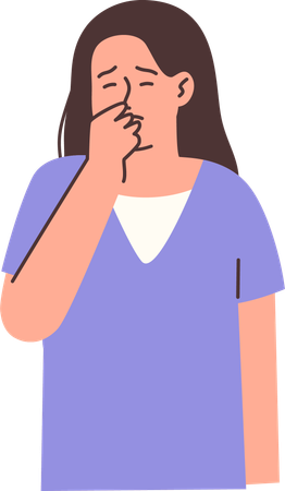 Woman Feeling Disgusted by Bad Smell  Illustration