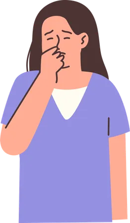 Woman Feeling Disgusted by Bad Smell  Illustration