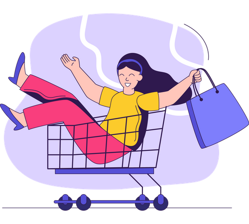Woman feeling happy after shopping Illustration