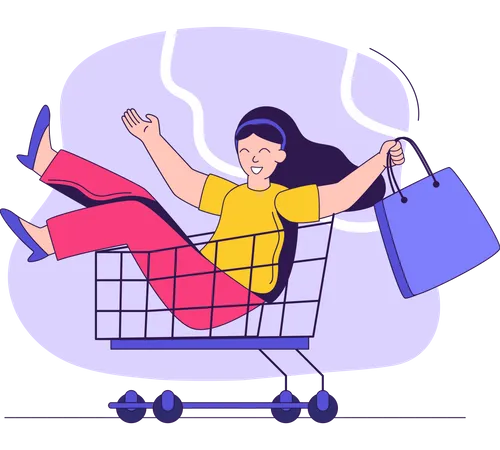 Woman feeling happy after shopping  Illustration