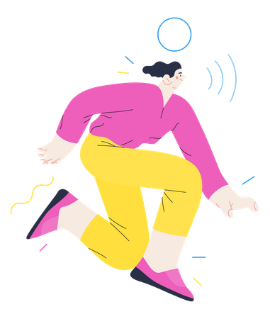 Woman feeling happy and dancing Illustration