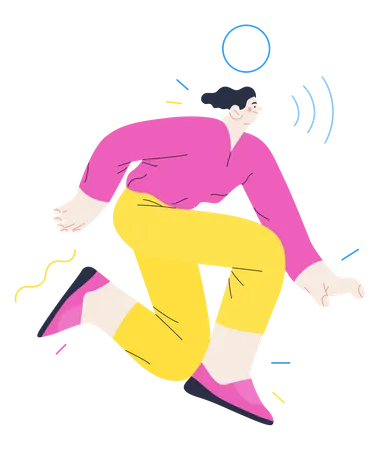 Woman feeling happy and dancing Illustration