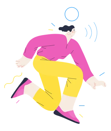 Woman feeling happy and dancing  Illustration