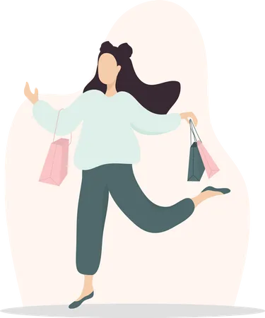 Woman feeling happy by shopping  Illustration