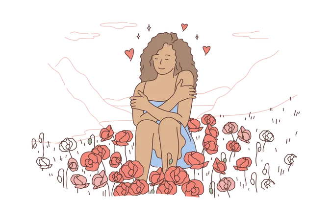 Woman feeling in love  Illustration