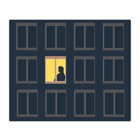 Woman feeling lonely in home  Illustration