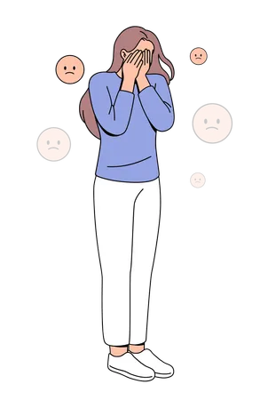 Woman feeling low self esteem  Illustration