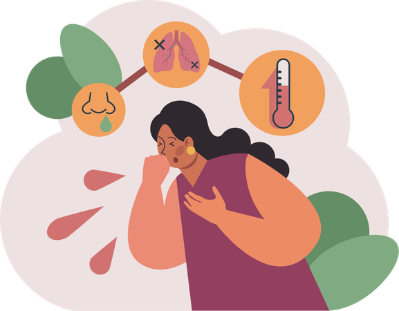 Woman feeling not well  Illustration