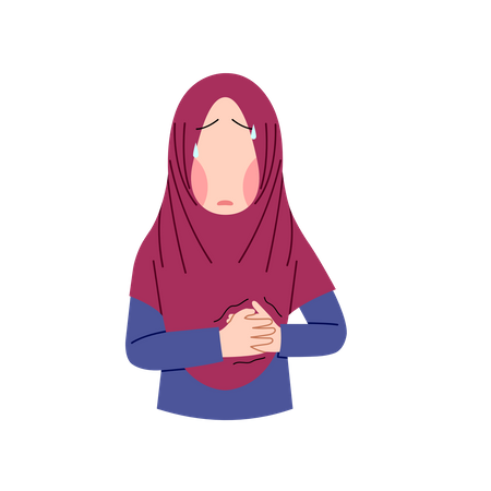 Woman feeling severe stomach pain  Illustration