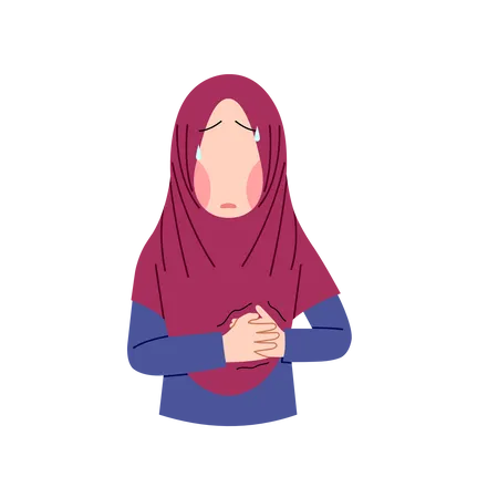 Woman feeling severe stomach pain  Illustration