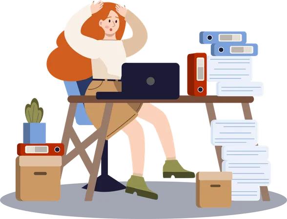 Woman feeling stress for workload  Illustration