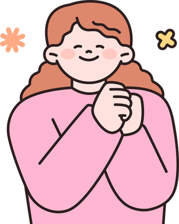 Woman feeling thankful  Illustration