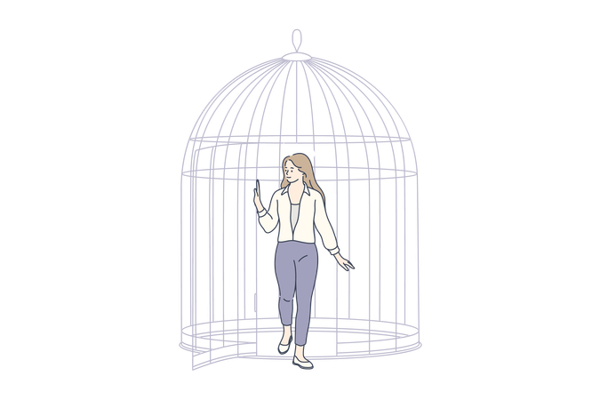 Woman feels caged  Illustration
