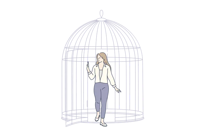 Woman feels caged  Illustration