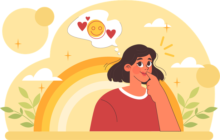 Woman feels delightful  Illustration