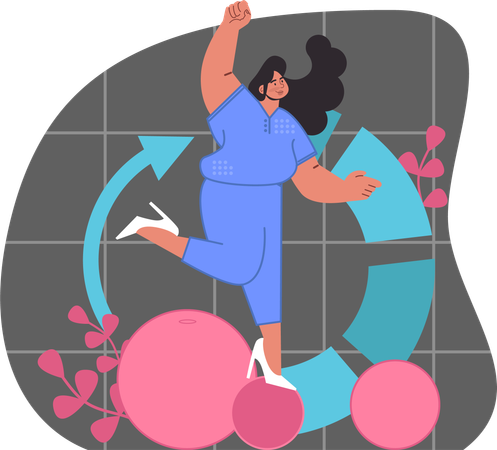 Woman feels energetic after illness  Illustration