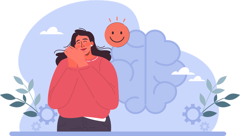 Woman feels hopeful with positive mind  イラスト