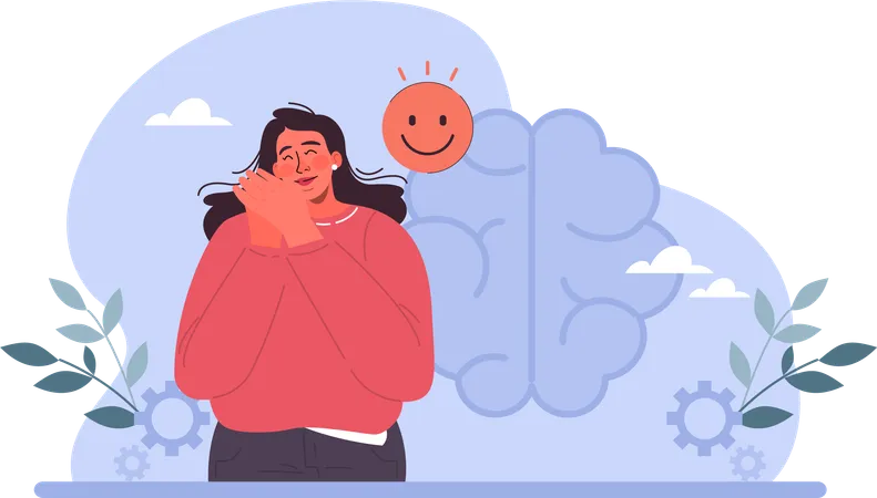 Woman feels hopeful with positive mind  イラスト