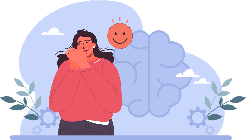 Woman feels hopeful with positive mind  Illustration