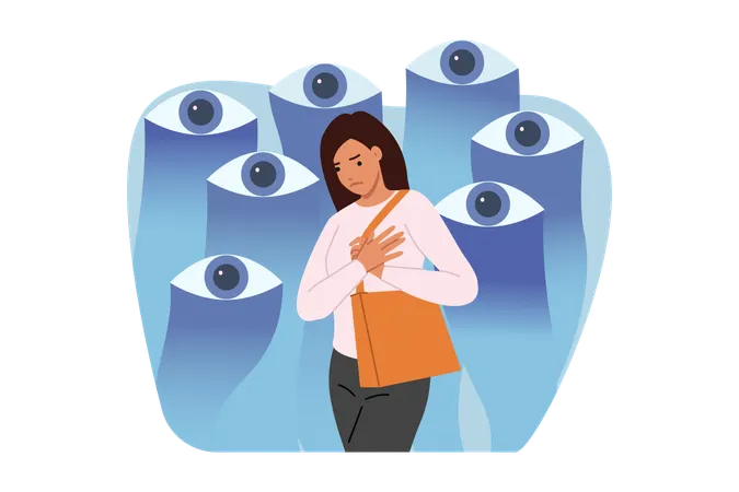 Woman feels surveillance of society  Illustration