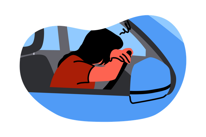 Woman fell asleep in car  Illustration