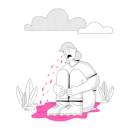 Woman fell down and sobbed  Illustration