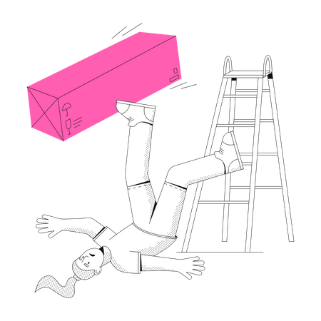 Woman fell down the stairs  Illustration