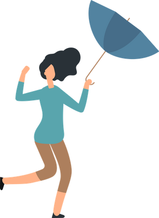 Woman Fighting With Thunderstorm Illustration